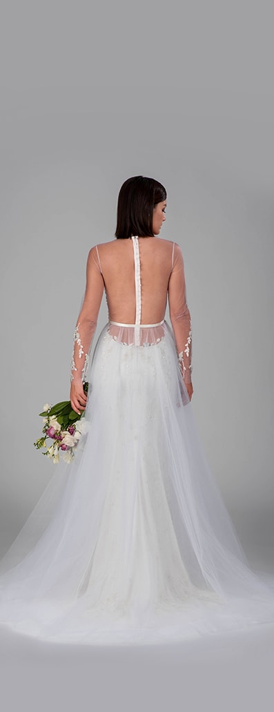 Colette wedding gown with long trail